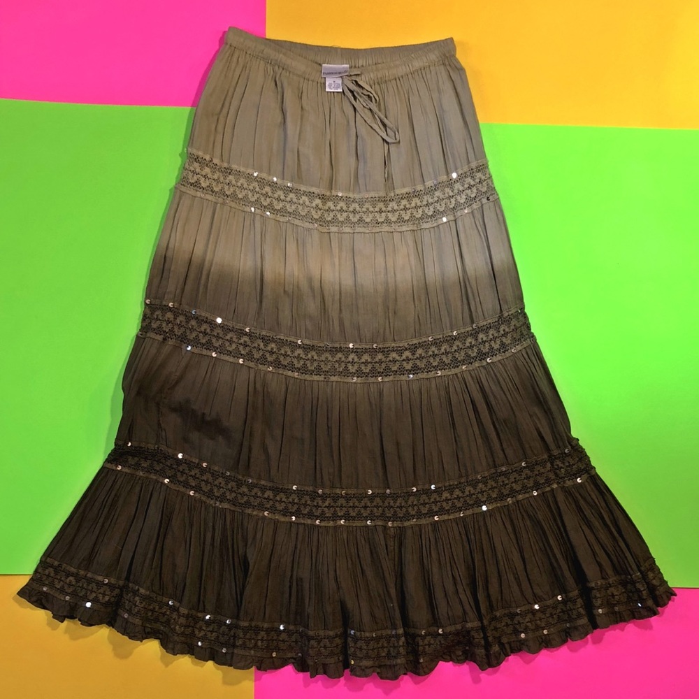 Maxi hippie boho skirt fashion bug ombre sequin